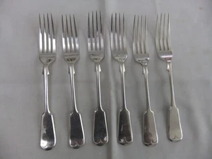 6 Vintage versilberte Dessertgabeln mit Geigenrücken Philip Ashberry & Sons 17 cm - Bild 1 von 9