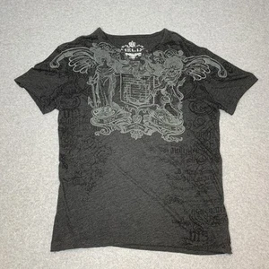 Helix Charcoal V Neck T-Shirt Wings Y2K Grunge Size Medium EUC! - Picture 1 of 10