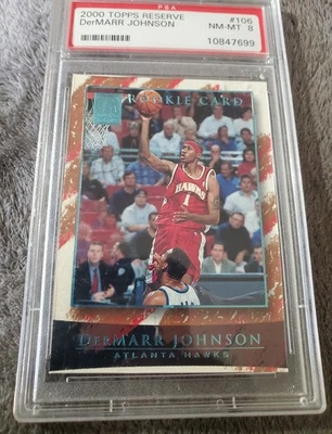 2000-01 Topps Reserve 0379/1499 DerMarr Johnson #106 Rookie RC PSA 8 - Image 1 of 2