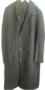 VTG London Fog Men 42 Long Wool DBL Breasted Overcoat Charcoal Gray US Union - Picture 1 of 9