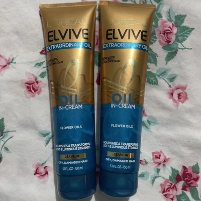 2~Loreal  Paris Extraordinary Leave In Oil Cream Dry Damaged Hair NOS READ SEE - Image 1 of 3