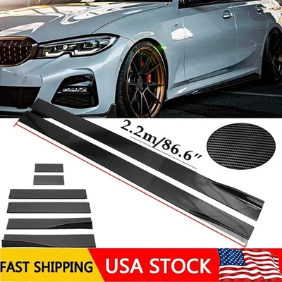 Carbon Fiber 86.6inch Side Skirt Extensions Rocker+Panel For BMW E90 E92 E93 — 第 1/4 张图片