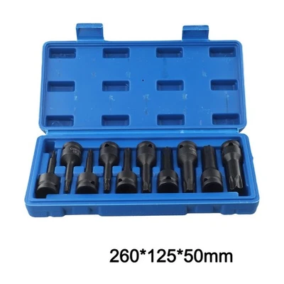 10pcs 1/2 Inch Drive For Torx Star Bit Socket Sets For T20-T80 Socket Bits Set - Image 1 of 4