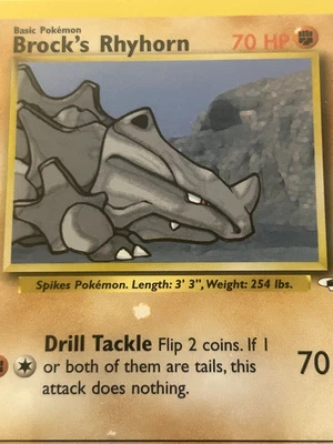 Pokemon Error Misprint Ink Obstruction Missing Vintage WOTC Brock's Rhyhorn Gym - Image 1 of 2