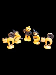 De Colección Lote 5 Plástico Rosas Rosbro Halloween Bruja Gato Calabaza Cupcake Pasteles Toppers - Imagen 1 de 3