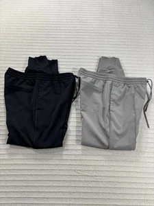 Athleta Pants Womens 10 Jogger 2 PAIR Black Gray Elastic Waist Stretch Pockets - Picture 1 of 10