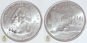 2005 P Minnesota State Quarter - Spiked Head SKH-25c-2005P-01 (MN) - Rare Error - Picture 1 of 5