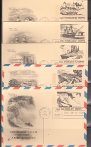 FDC Postal Card Set of 5 - UX61-63 + UXC12-13 Art Craft Cachet - Picture 1 of 1