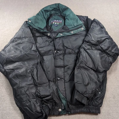 VTG Trader Bay Coat Men's M Black Winter Puffer Jacket Waterfowl Feather Down - Image 1 of 4