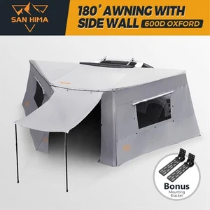 San Hima 180 Degree Awning With Side Wall Car Privacy Screens + "L" Bracket - Picture 1 of 10