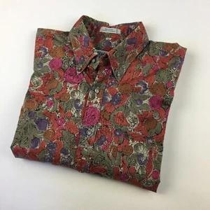 VTG 80s BRITCHES of CONCORD NH 100% Cotton S/S Button Down Shirt Floral MEDIUM - Picture 1 of 9