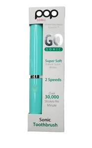 Pop Sonic Go Sonic Portable Toothbrush Pastel Green 2 Speeds W/  2 Minute Timer  - Picture 1 of 4