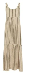 Ichi Foxa Striped Maxi Dress Doeskin/Black Stripe. Size 8 - Picture 1 of 1
