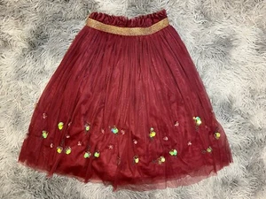 M&S Girls Skirt Size 8/9 Tutu Tool Sparkle Red Elastic Made In India Midi - Picture 1 of 8