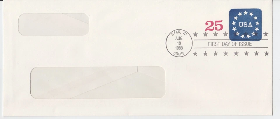 TurtlesTradingPost- USA With Stars 1988 #U611 FDC  Double Window Envelope - Image 1 of 1