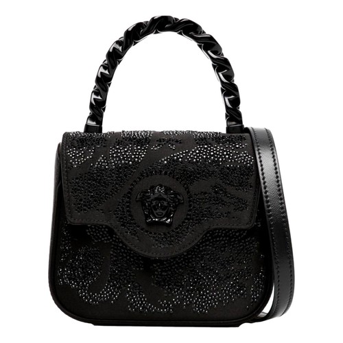 Versace La Medusa Crystal Mini Borsa a Tracolla Manico Superiore Nero Seta Nuova