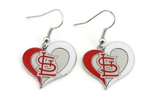 St. Louis Cardinals Earrings Swirl Heart Dangle Logo Charm Cover