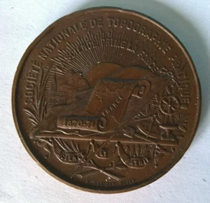 Médaille en Cuivre 1871 Topographie par HENNEQUIN / P.DAUSSIN - Picture 1 of 3
