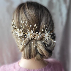 Braut Haarschmuck Hochzeit Haarkamm Brauthaarschmuck Brautkamm Haarspange gold - Bild 1 von 6