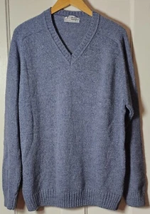 Mauro Sergio Sweater Men XL Blue Soft Wool Blend Pullover V-Neck Lagenlook Cabin - Picture 1 of 21