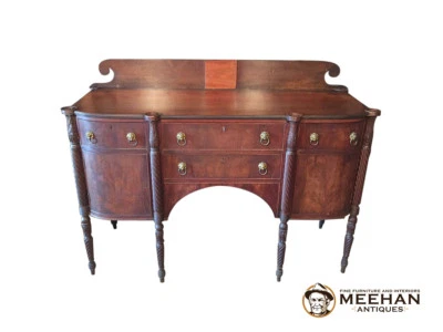 1880's Crotch Mahogany Sideboard Lion Head Brass Drawer Pulls - Image 1 of 4