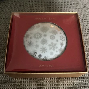 Charter Club LET IT SNOW Ceramic Box NEW Christmas Holiday Macys Holiday Lane - Picture 1 of 3