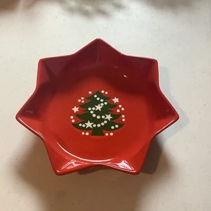 New Vintage Waechtersbach West Germany Red Star Christmas Tree Serving Bowl 10” - Picture 1 of 4