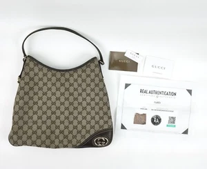 Gucci Tasche Beuteltasche Schulter Beige Braun Double G GG Canvas One Handle Leder - Bild 1 von 11