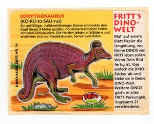 Dino-Welt - 80er Fritt Germany Sticker #14 Corythosaurus Entenschnabel Dinosaurier - Bild 1 von 1