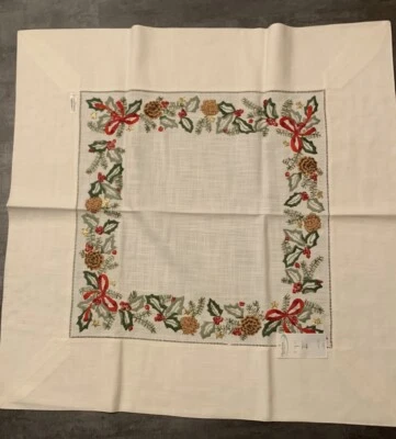 echte Handarbeit Handimex Tischdecke Mitteldecke 85 cm Leinenoptik Weihnachten - Bild 1 von 4