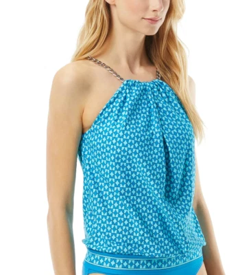 Blusa sin mangas Michael Kors para mujer estampado geográfico cuello alto talla S 13455 Foto 1 de 2