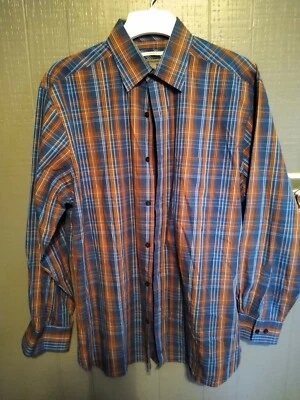 Johnston & Murphy Men's L Shirt Button Front Long Sleeve Tailored Fit Checked  Foto 1 de 4