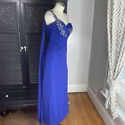 Alyce Paris Royal Blue Prom Pageant Formal Beaded Rhinestone Cape Dress 4