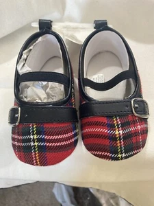 Scarpe Mary Jane rosse a quadri bambina taglia 9-12M per Natale - Foto 1 di 7