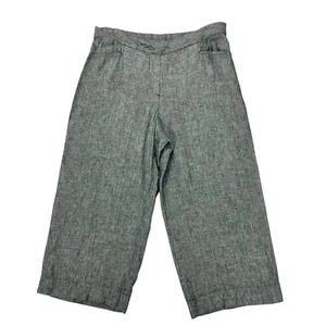 J.Jill Love Linen Wide Leg Capri Pants Sz L Grey Coastal Summer Beach Breathable - Picture 1 of 15