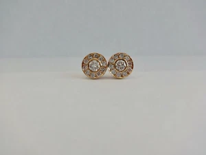 Stud earrings 22 brilliant diamonds 1.22 ct 585 rose gold, fairytale beautiful and fine. - Picture 1 of 1