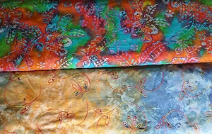 Baumwollstoff (€20/m²) 0,3 m Batik bestickt mit Pailetten 1,5 m breit - Bild 1 von 4