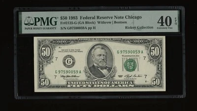 DBR 1993 $50 FRN Chicago Fr. 2125-G PMG XF-40 EPQ Serial G97590059A - Image 1 of 2