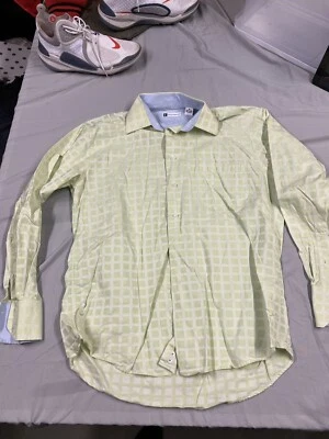 Bachrach Button Down Long Sleeve Shirt Mens Medium Yellow - Image 1 of 2