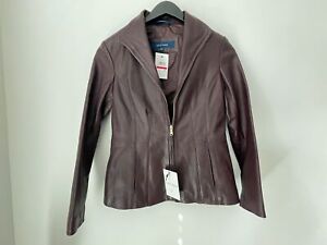 Cole Haan Jacket Leather Purple DEFECT Womens Sz XS NEW NWT N104