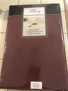 Tillary Microfiber(60” X  84”) Oblong Tablecloth Burgundy Wine Color Spillproof - Picture 1 of 6