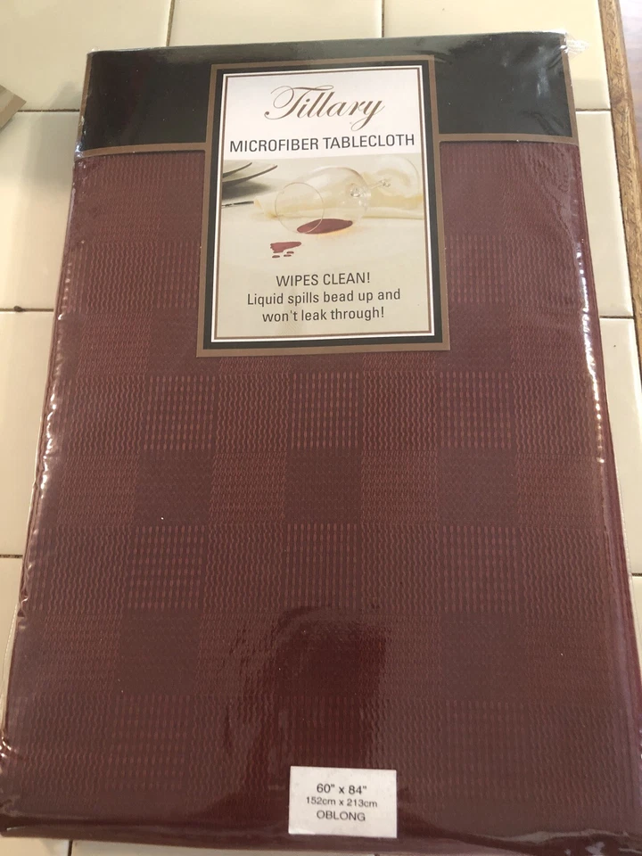 Tillary Microfiber(60” X  84”) Oblong Tablecloth Burgundy Wine Color Spillproof - Image 1 of 4