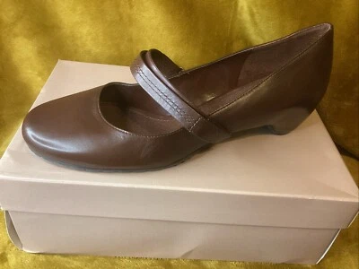 Sapato anabela escondido Alex Marie couro marrom Mary Jane tamanho. 10M novo na caixa! - Imagem 1 de 4