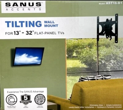 Небольшое наклонное настенное крепление Sanus Accents для телевизоров 13–32 дюйма (AST16-B1) - Изображение 1 из 4