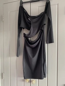 H&M Divided BNWT Black Party Clubbing Dress Size M Long Sleeved One Shoulder - Picture 1 of 6