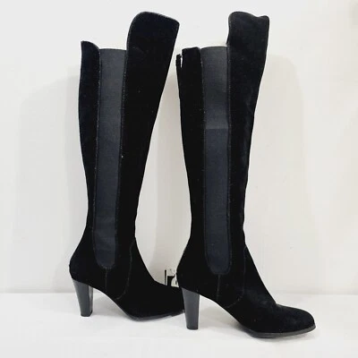 Женские кожаные замшевые сапоги Adrienne Vittadini Tex высотой выше колена черные размер 6,5 - Изображение 1 из 4