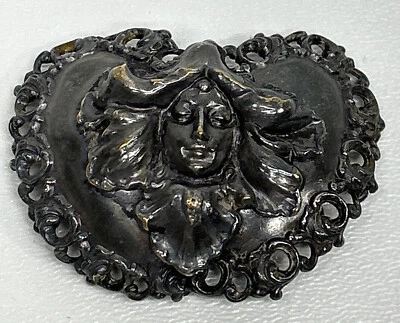 Vintage E & C Interlocking Low-Relief Ornate Victorian Heart Shape Belt Buckle - Image 1 of 4