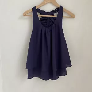 Naked Zebra Donna Balza Tank Tg S Navy Ruffle Back Doppio Strato - Foto 1 di 5