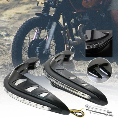 Motobike White Running LED light Handguard Hand Guard Handlebar Protection Cover - Image 1 of 4