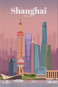 Nuova cartolina immagine viaggio 2023 4"x6" 9733,2 Shanghai Cina grattacieli - Foto 1 di 6